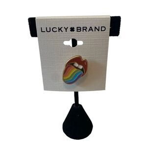 Rainbow Tongue Enamel Pin.